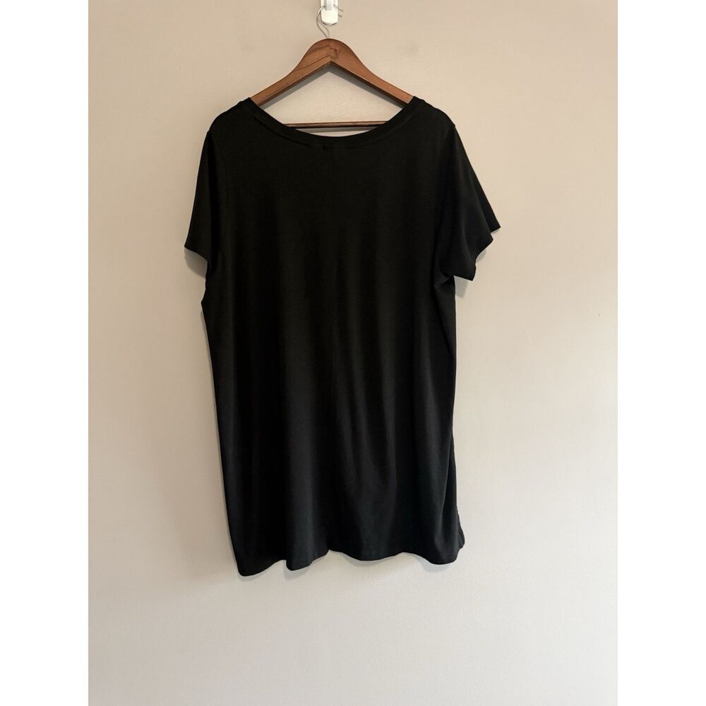 Tahari Black V Neck Knit Top Soft Comfort Classic Short Sleeve Tunic 2X Plus - Picture 3 of 11
